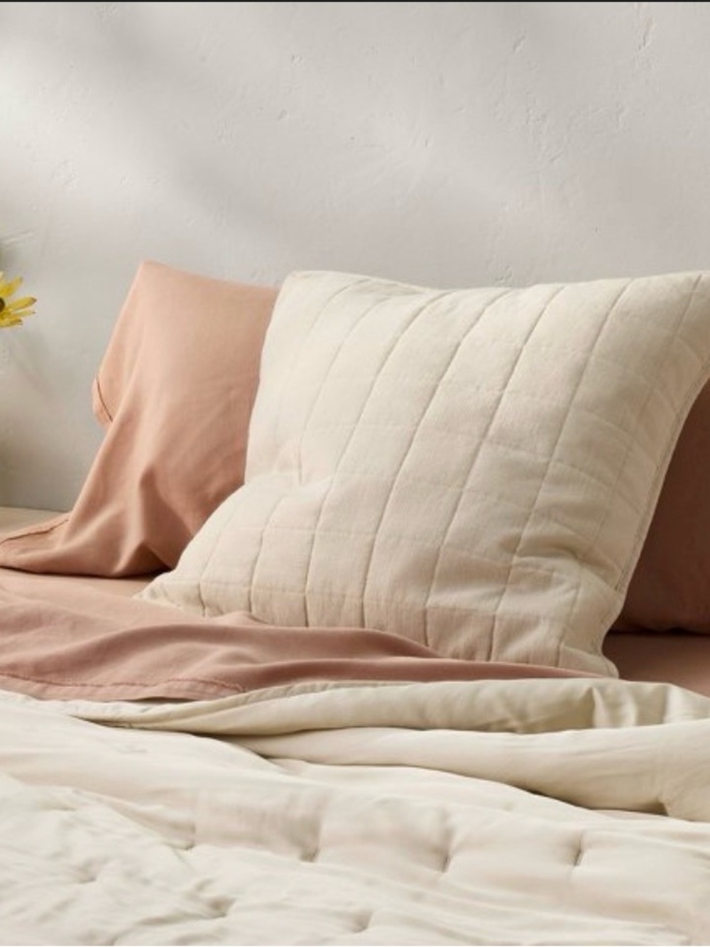 Casaluna Euro Heavyweight Linen Blend Quilt Pillow Sham; Natural